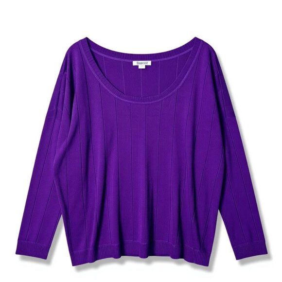 Roaman's Purple Ribbed Knit Sweater 4X Plus Size Scoop Neck Acrylic Pullover - Picture 1 of 5